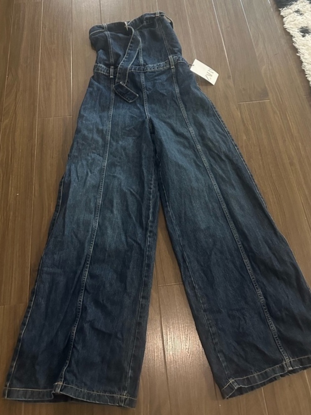 Zara Dark Indigo Strapless Denim Jumpsuit - Picture 3 of 8